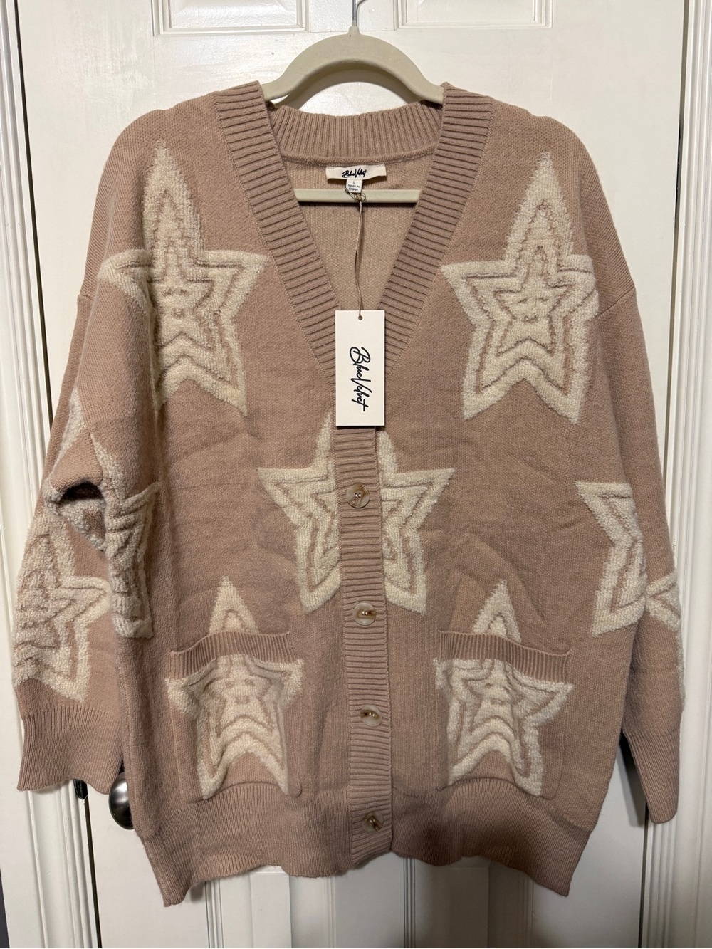 Blue Velvet Soft Beige Star Cardigan